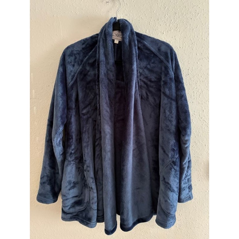Ugg Ilsa Plush Fleece Open Lounge Cardigan Navy Blue L